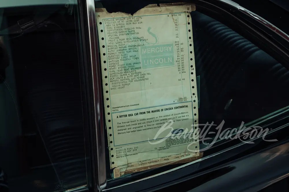 Original Window Sticker of a 1970 Mercury Cyclone Spoiler SCJ