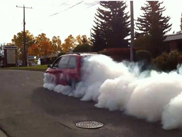 Video: Turbo Dodge Caravan Smokes The Tires - Uphill!