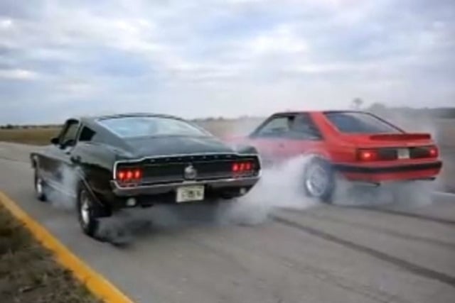 Video: Father-Son Mustang Dual Burnout