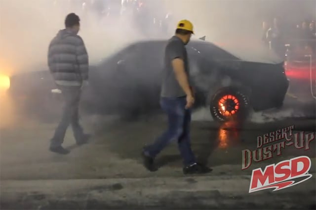 Video: Hellcat In Burnout Contest Sets Its Brakes On Fire
