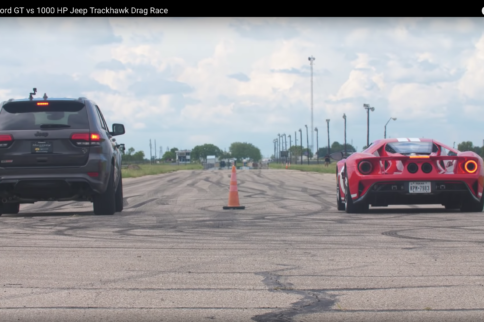 Video: 2018 Ford GT vs 1,000 Horsepower Jeep Trackhawk
